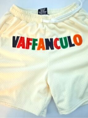 Growing Up Italian Vaffanculo Mesh Shorts Cream Lounge Streetwear Size S